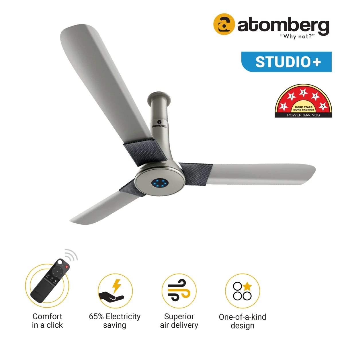 Atomberg Studio + Ceiling Fan Sand Grey